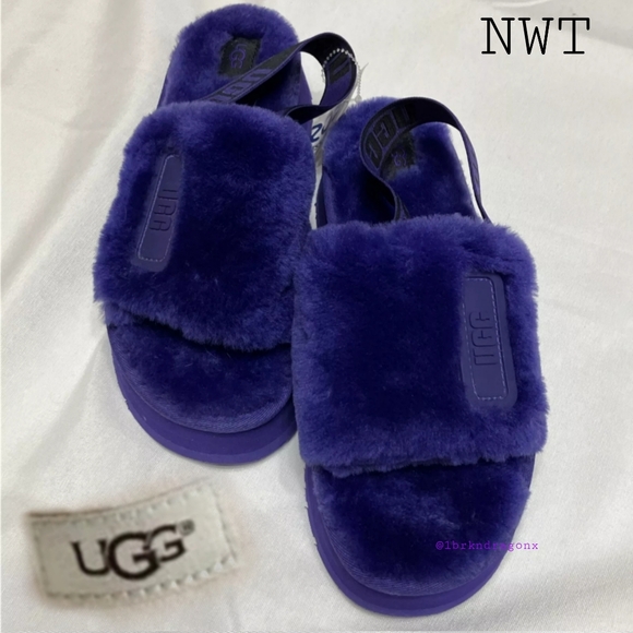 NWT VIOLET PURPLE UGG SLINGBACK SLIDES SHERPSKIN DARK PURPLE SLIP ONS - Picture 10 of 15